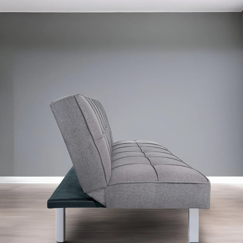 Canapé-lit futon moderne et confortable – Capitonnage, convertible, tissu de lin, canapé-lit pour salon ou chambre d'amis