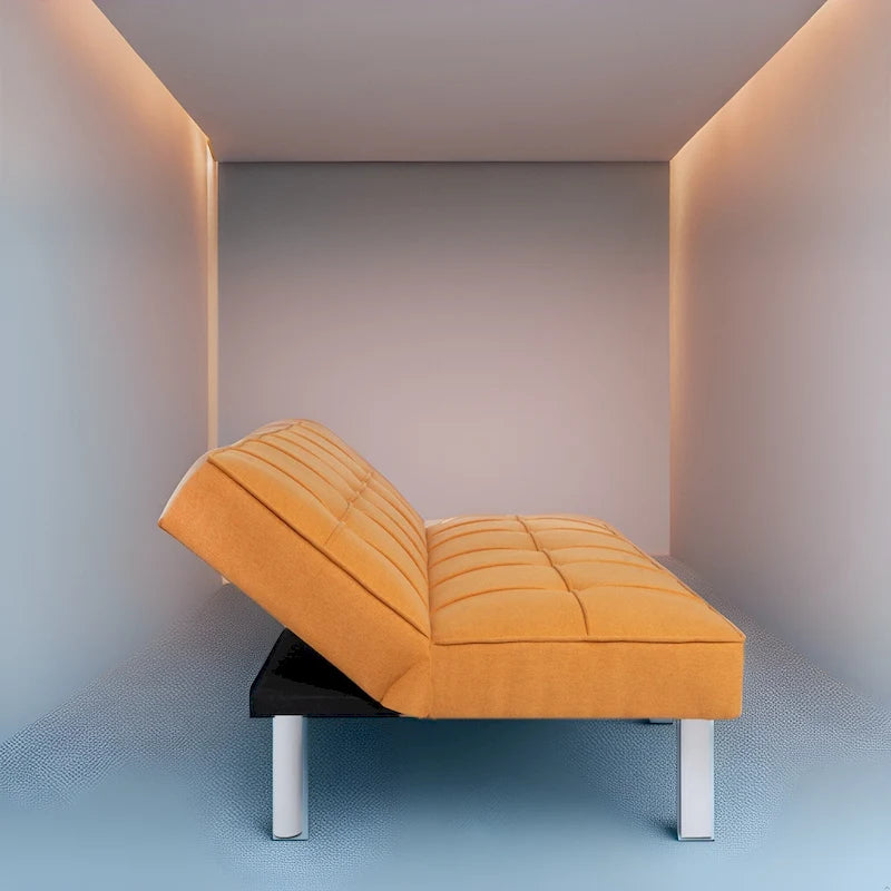 Canapé-lit futon moderne et confortable – Capitonnage, convertible, tissu de lin, canapé-lit pour salon ou chambre d'amis