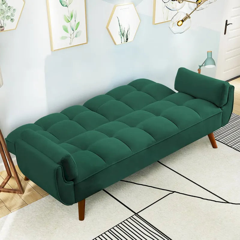 75,39  Canapé-lit futon, canapé futon convertible pliable avec dossier inclinable pour salon avec 2 oreillers/accoudoirs