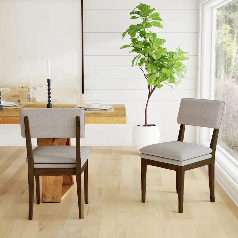 Chaises de salle à manger rembourrées en bois massif (Lot de 2)