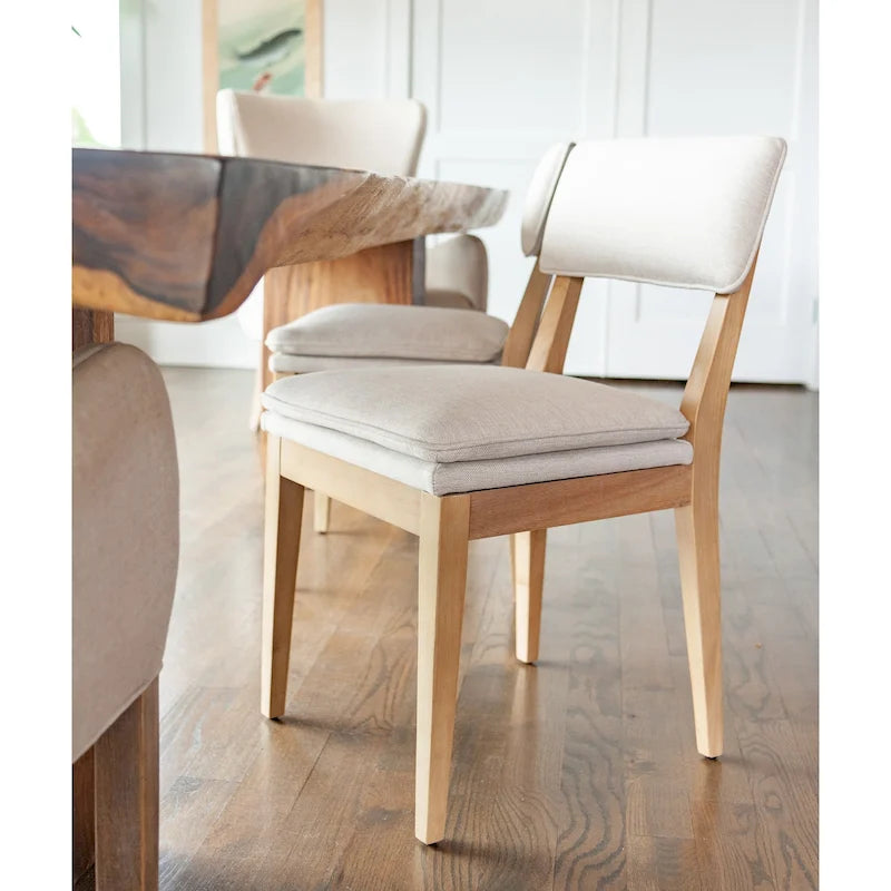 Chaises de salle à manger rembourrées en bois massif (Lot de 2)