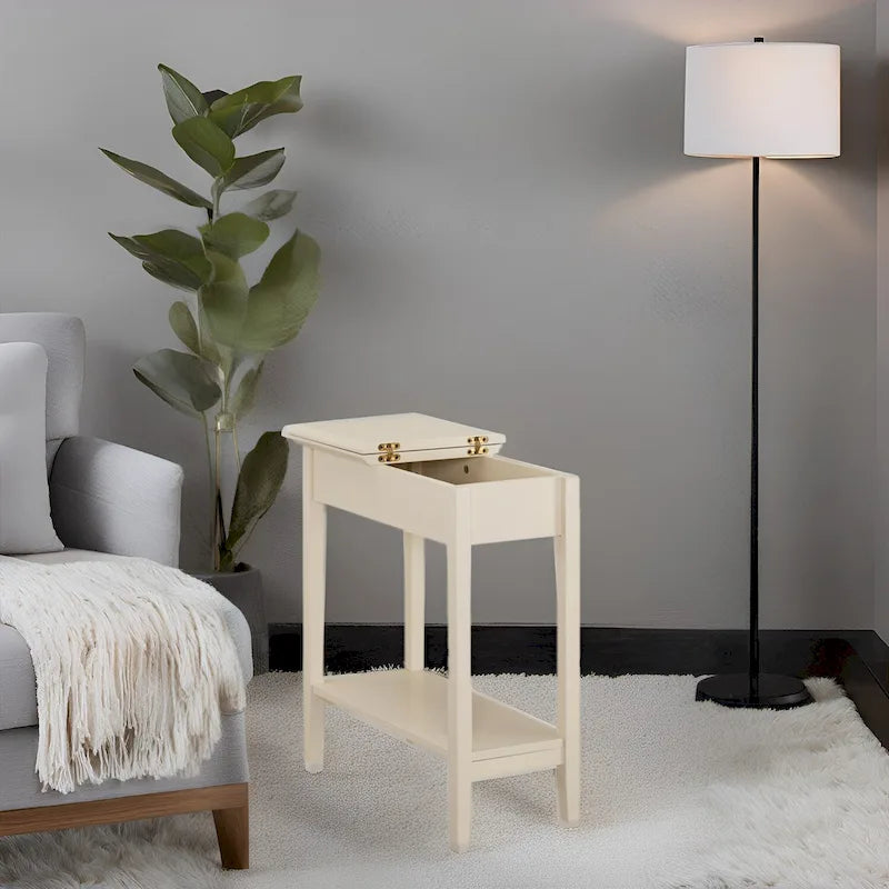 Table d'appoint en bois avec plateau rabattable et étagère de rangement pratique