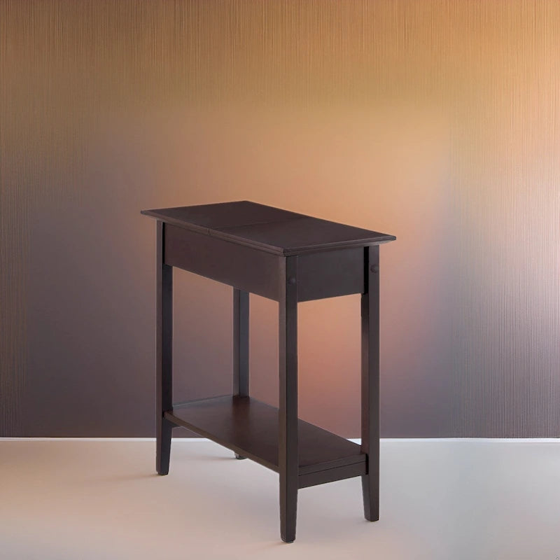 Table d'appoint en bois avec plateau rabattable et étagère de rangement pratique