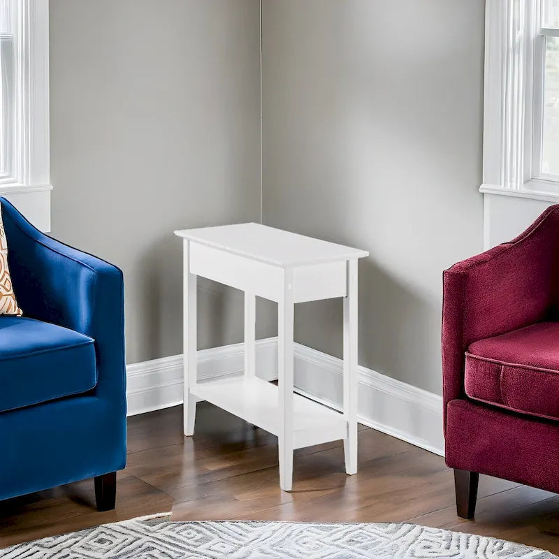 Table d'appoint en bois avec plateau rabattable et étagère de rangement pratique