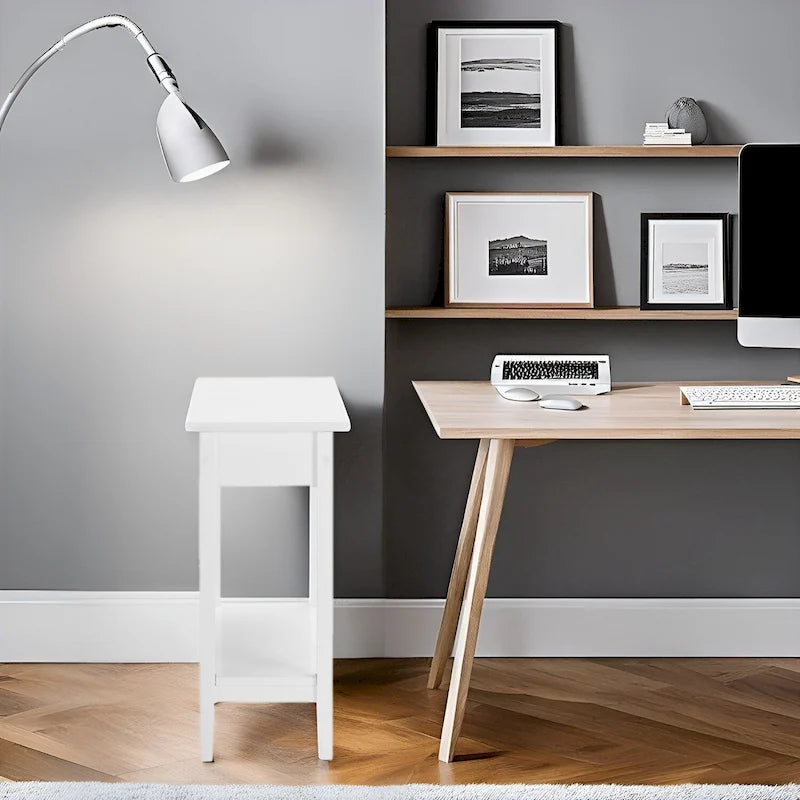 Table d'appoint en bois avec plateau rabattable et étagère de rangement pratique