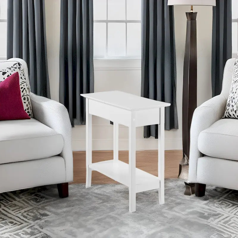 Table d'appoint en bois avec plateau rabattable et étagère de rangement pratique