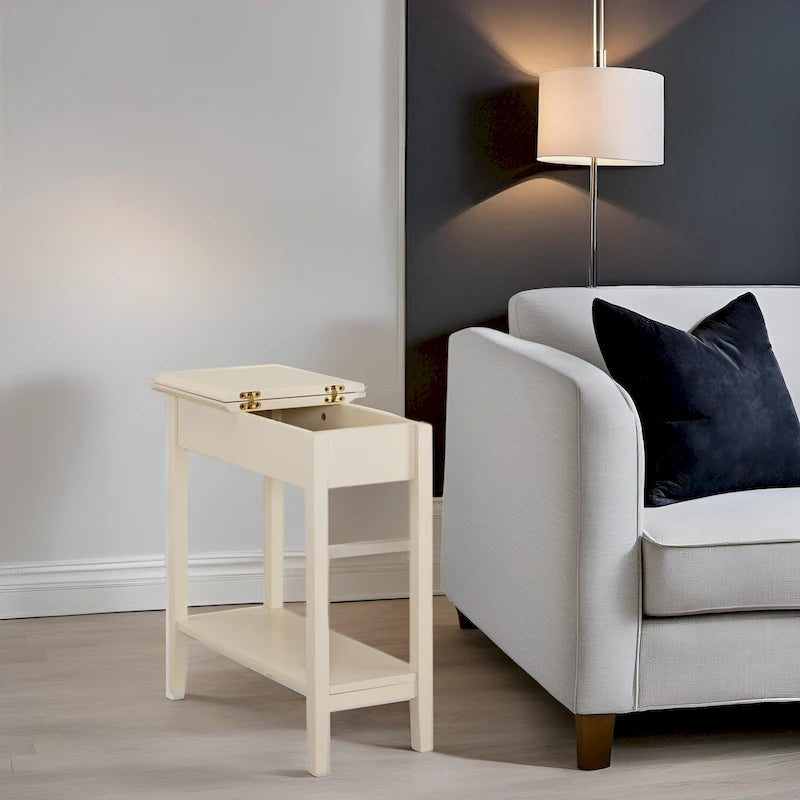 Table d'appoint en bois avec plateau rabattable et étagère de rangement pratique