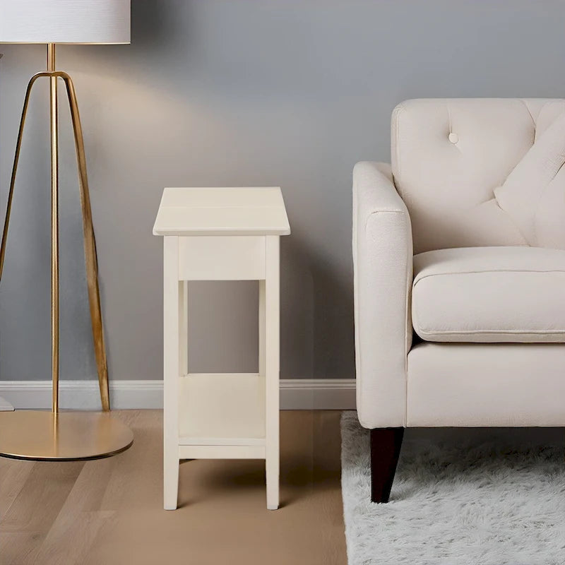 Table d'appoint en bois avec plateau rabattable et étagère de rangement pratique