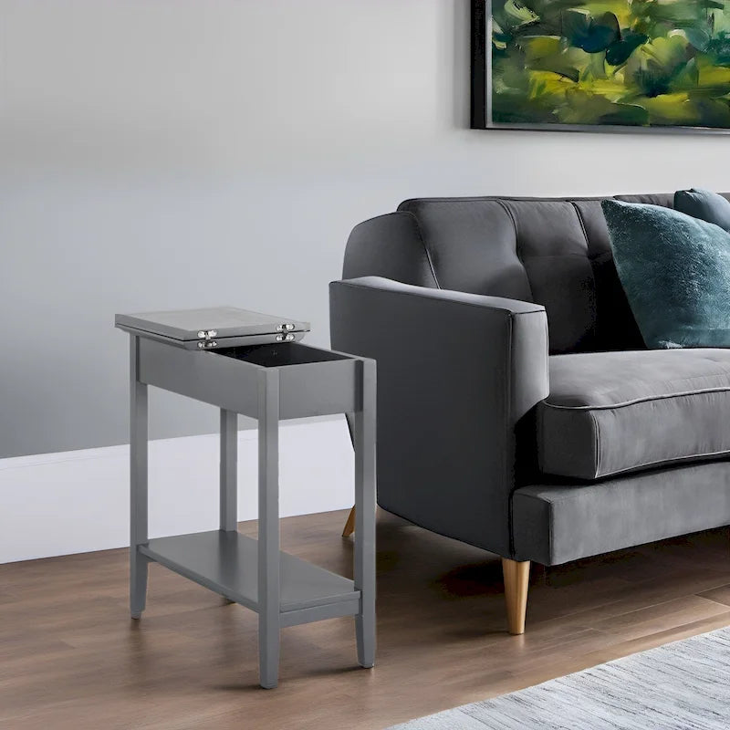 Table d'appoint en bois avec plateau rabattable et étagère de rangement pratique