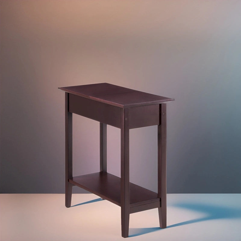 Table d'appoint en bois avec plateau rabattable et étagère de rangement pratique