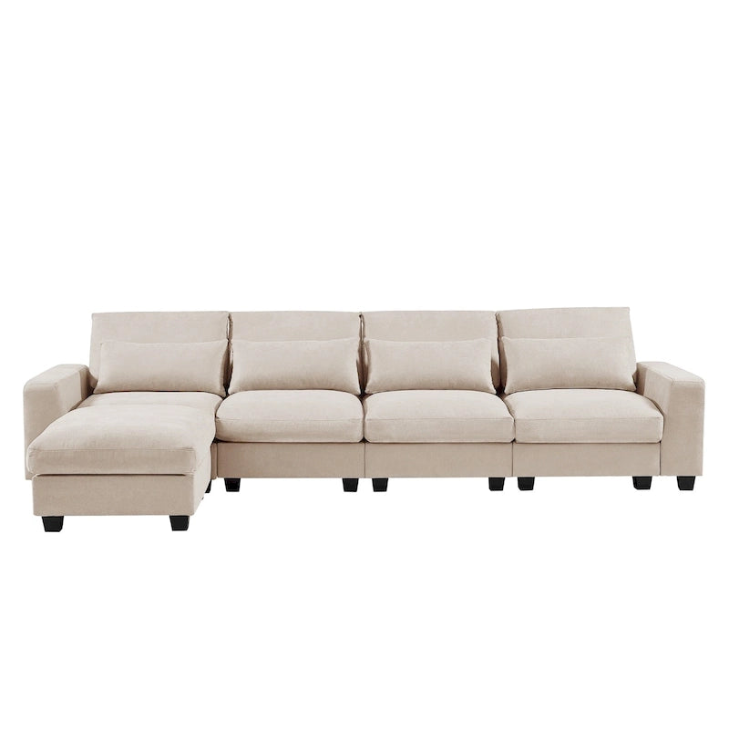 Canapé d'angle en lin rembourré de plumes avec assise relevable