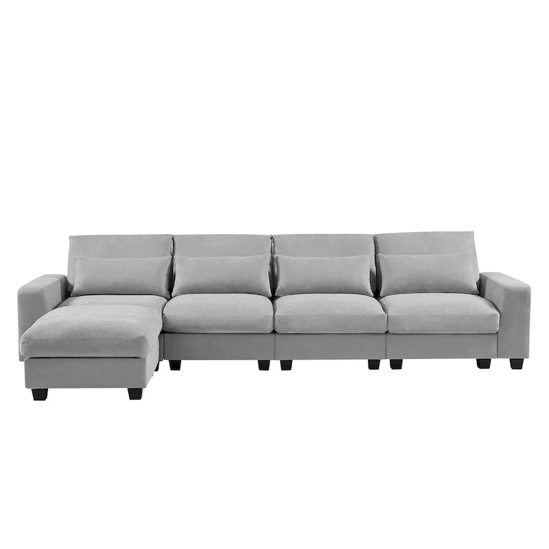 Canapé d'angle en lin rembourré de plumes avec assise relevable