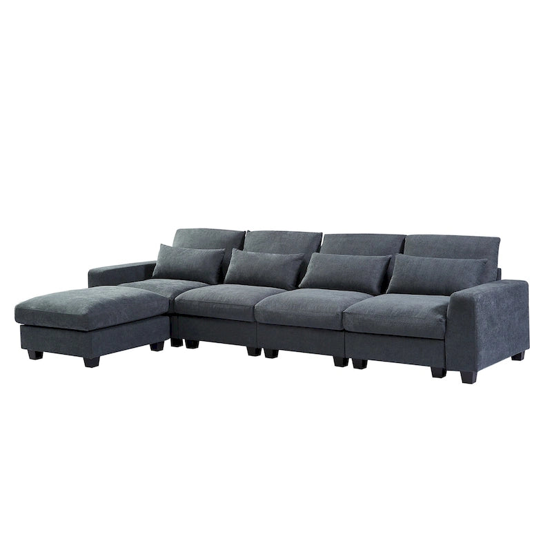 Canapé d'angle en lin rembourré de plumes avec assise relevable