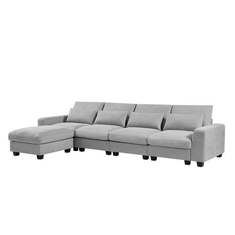 Canapé d'angle en lin rembourré de plumes avec assise relevable