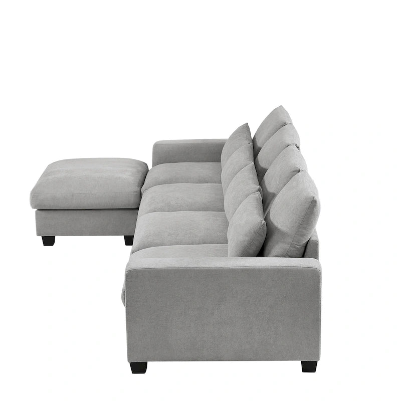 Canapé d'angle en lin rembourré de plumes avec assise relevable