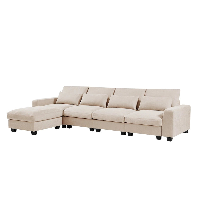 Canapé d'angle en lin rembourré de plumes avec assise relevable