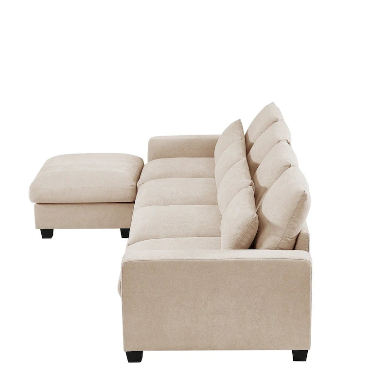 Canapé d'angle en lin rembourré de plumes avec assise relevable