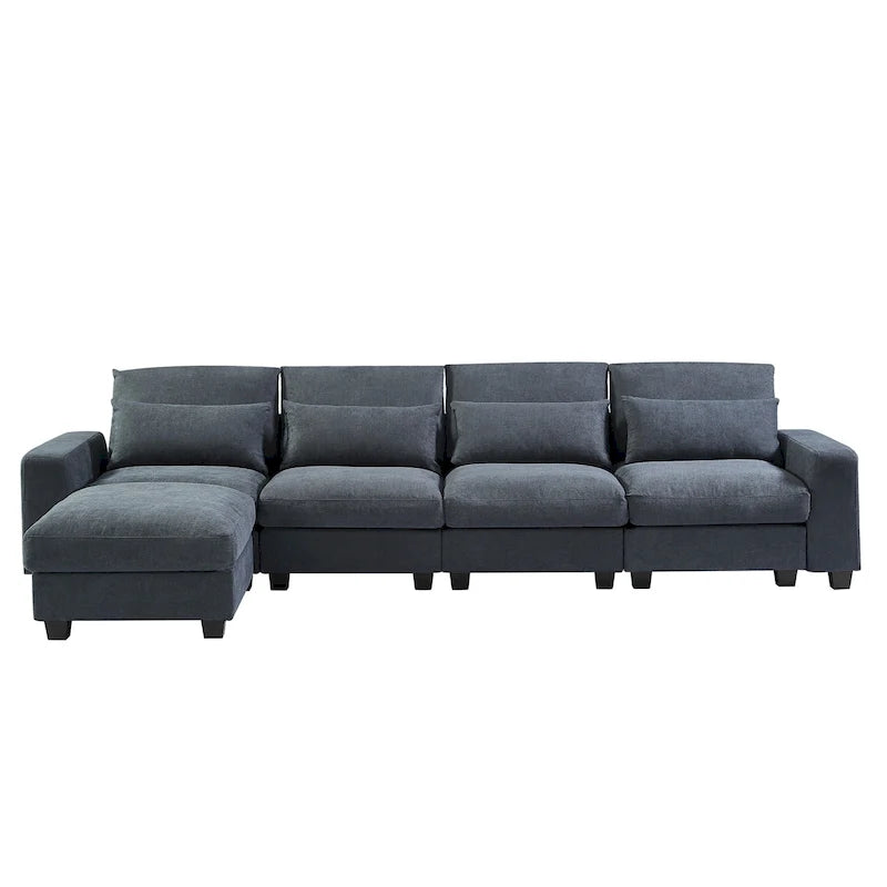 Canapé d'angle en lin rembourré de plumes avec assise relevable