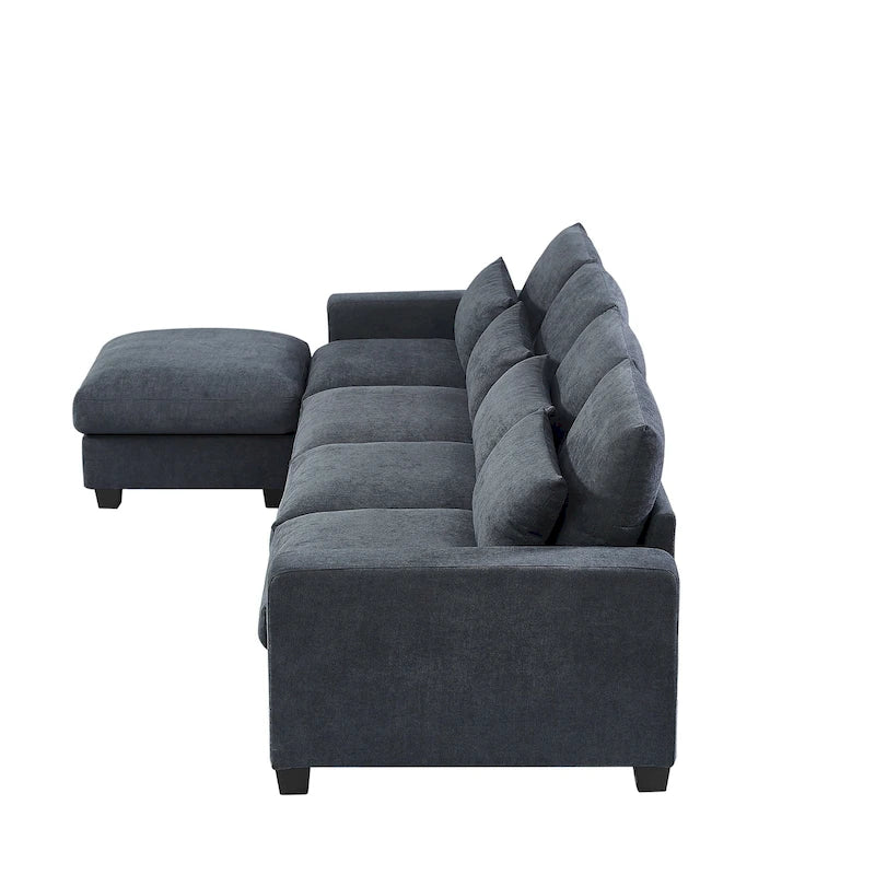 Canapé d'angle en lin rembourré de plumes avec assise relevable