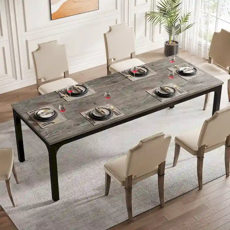Table à manger rectangulaire de 78 pouces, convient au salon