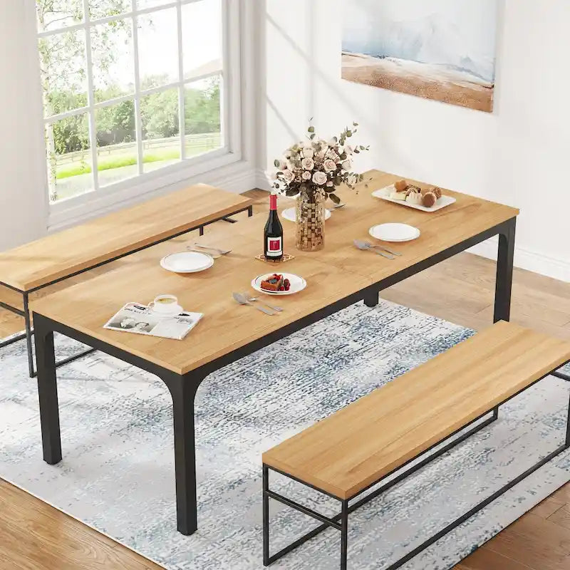 Table à manger rectangulaire de 78 pouces, convient au salon