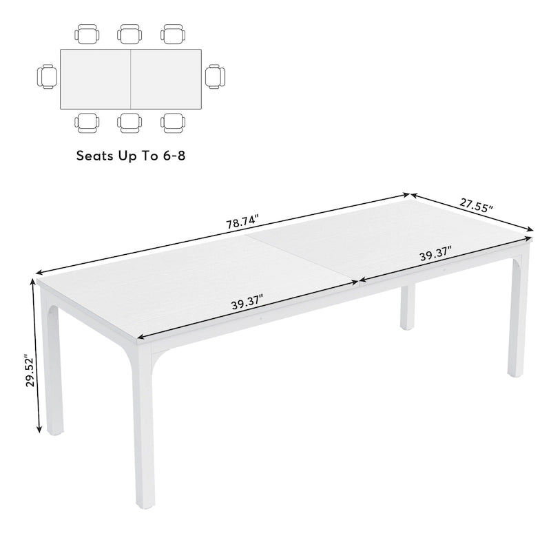 Table à manger rectangulaire de 78 pouces, convient au salon