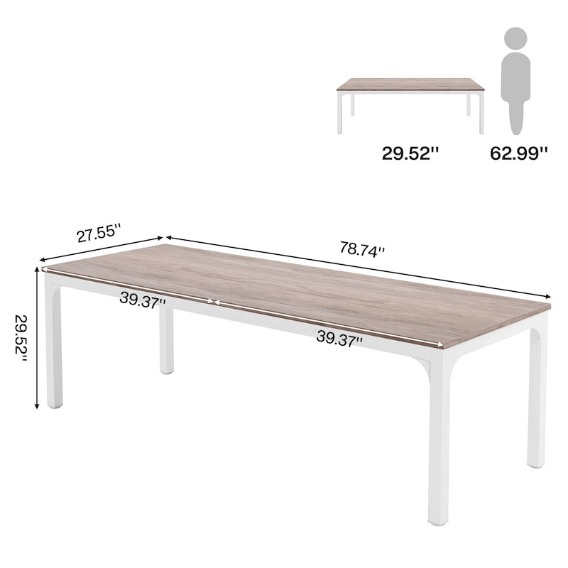 Table à manger rectangulaire de 78 pouces, convient au salon