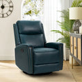 Fauteuil à bascule et pivotant à oreilles en cuir véritable moderne avec des embellissements cloutés