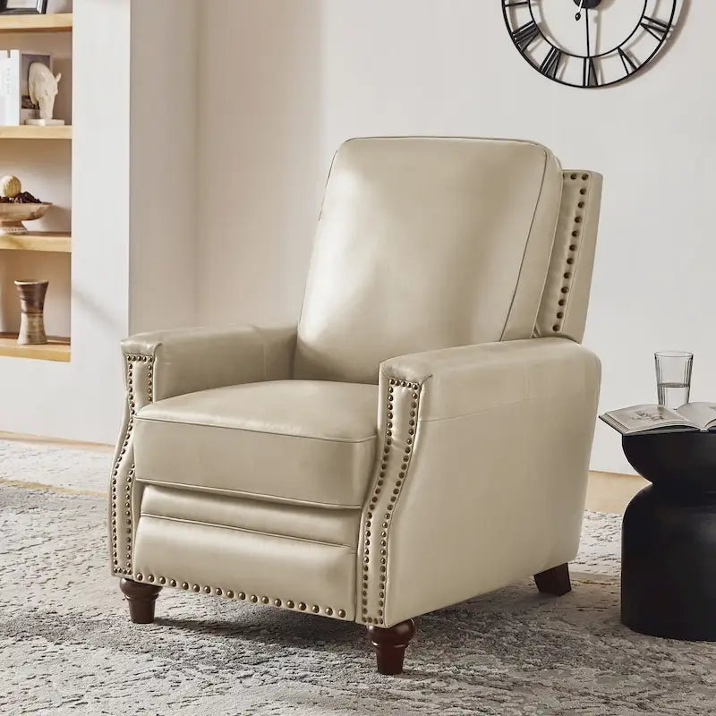 Fauteuil inclinable en cuir véritable de style médiéval-moderne en forme de cigare