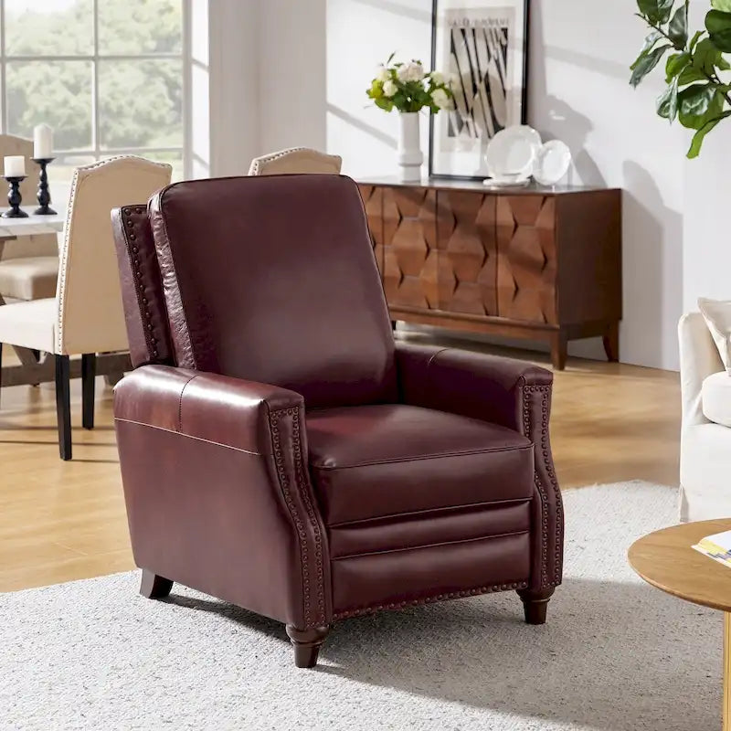 Fauteuil inclinable en cuir véritable de style médiéval-moderne en forme de cigare
