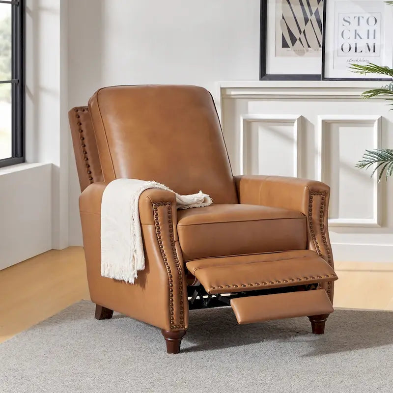 Fauteuil inclinable en cuir véritable de style médiéval-moderne en forme de cigare