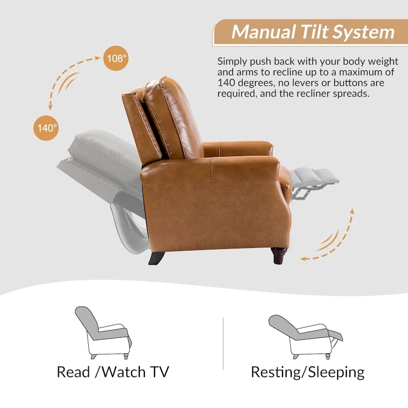 Fauteuil inclinable en cuir véritable de style médiéval-moderne en forme de cigare