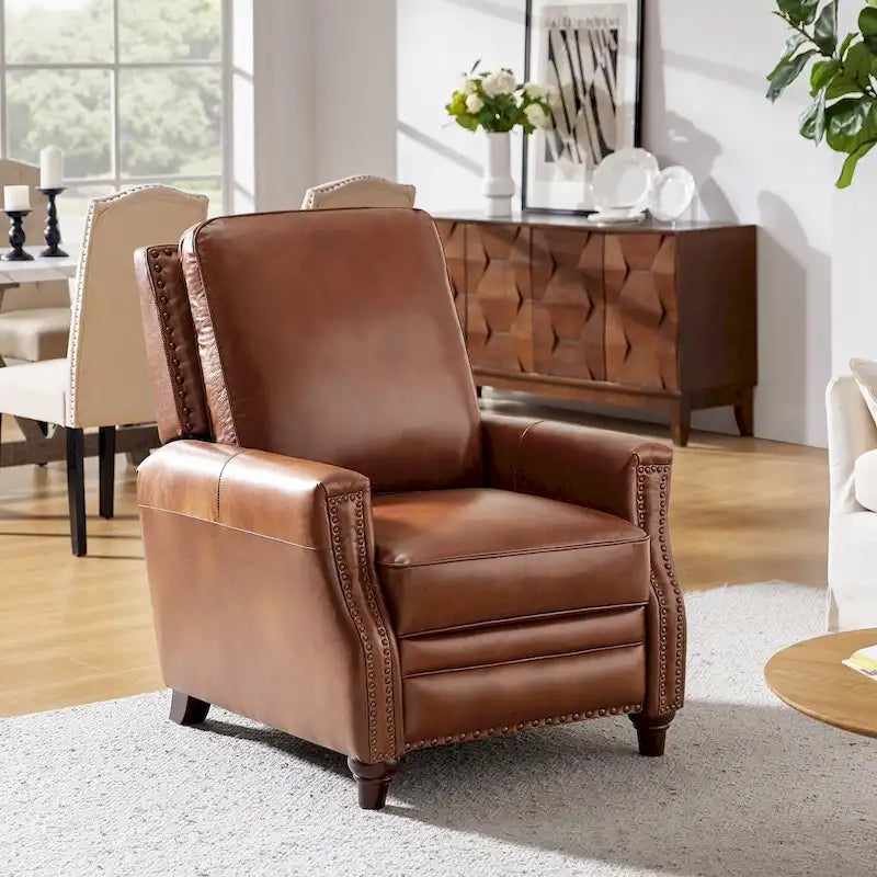 Fauteuil inclinable en cuir véritable de style médiéval-moderne en forme de cigare