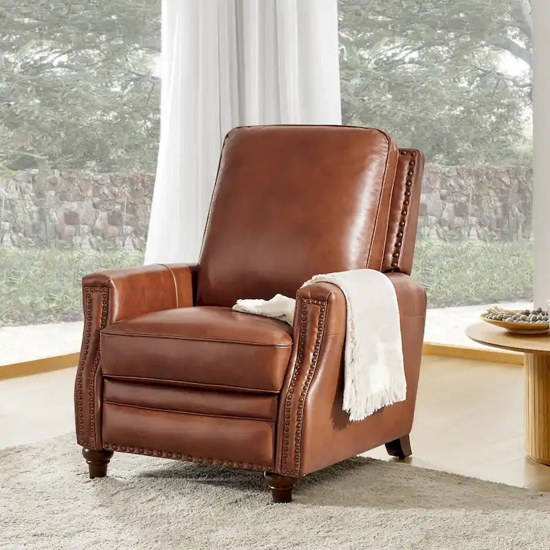 Fauteuil inclinable en cuir véritable de style médiéval-moderne en forme de cigare