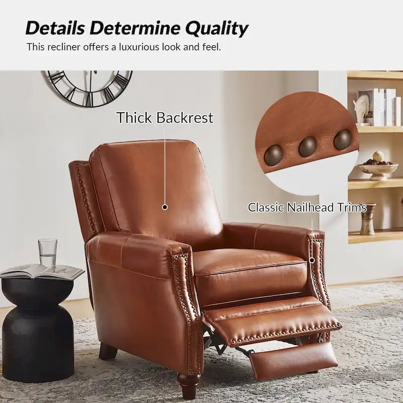 Fauteuil inclinable en cuir véritable de style médiéval-moderne en forme de cigare