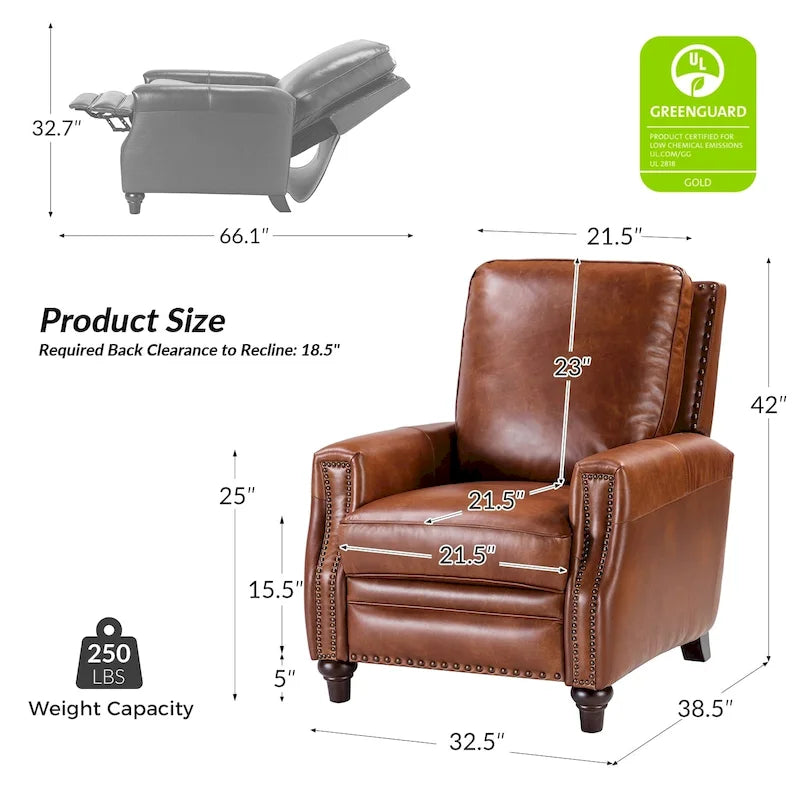 Fauteuil inclinable en cuir véritable de style médiéval-moderne en forme de cigare