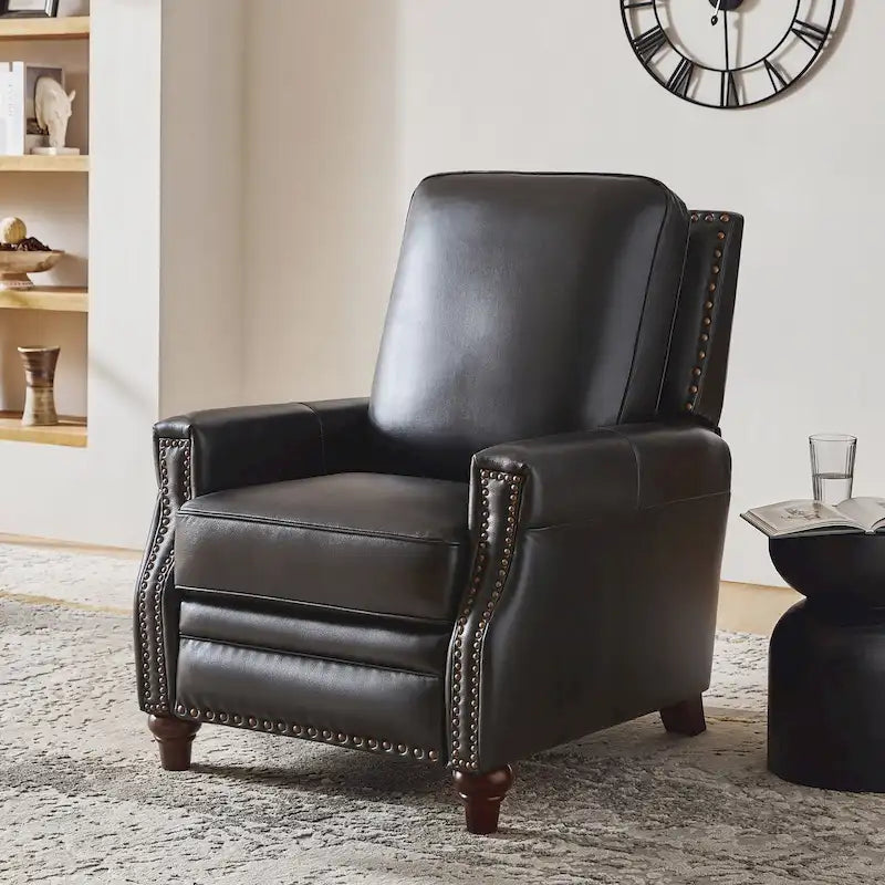 Fauteuil inclinable en cuir véritable de style médiéval-moderne en forme de cigare