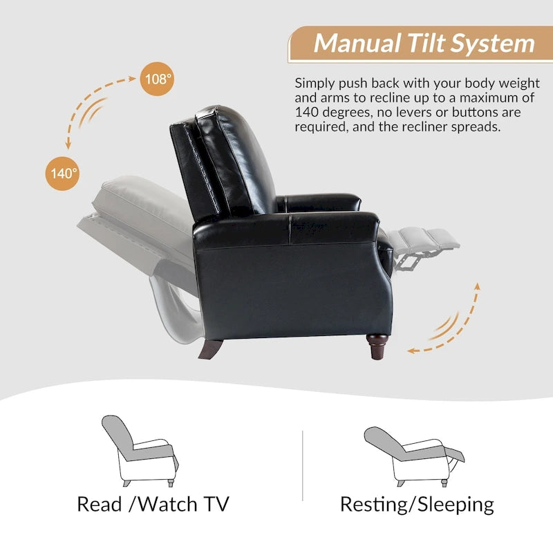 Fauteuil inclinable en cuir véritable de style médiéval-moderne en forme de cigare
