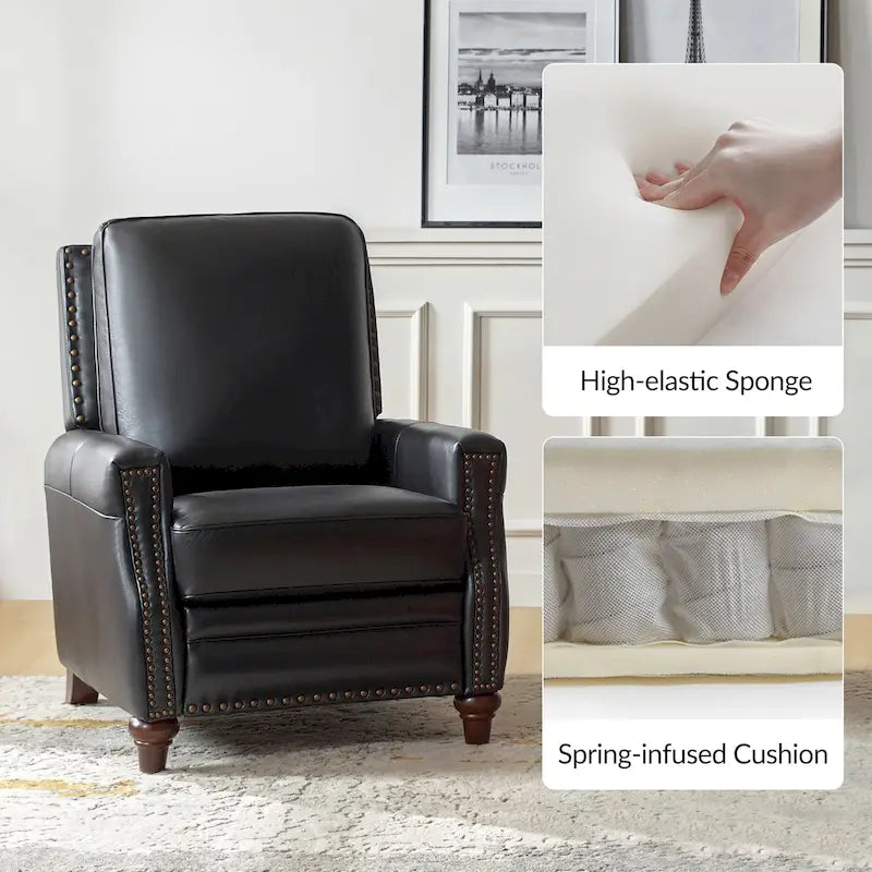 Fauteuil inclinable en cuir véritable de style médiéval-moderne en forme de cigare