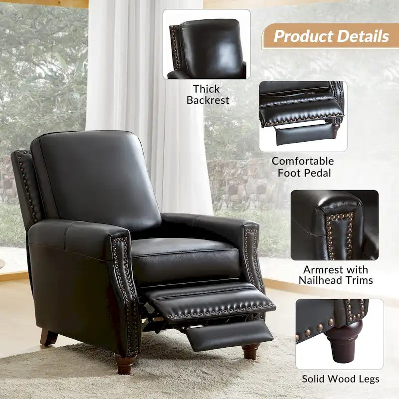 Fauteuil inclinable en cuir véritable de style médiéval-moderne en forme de cigare