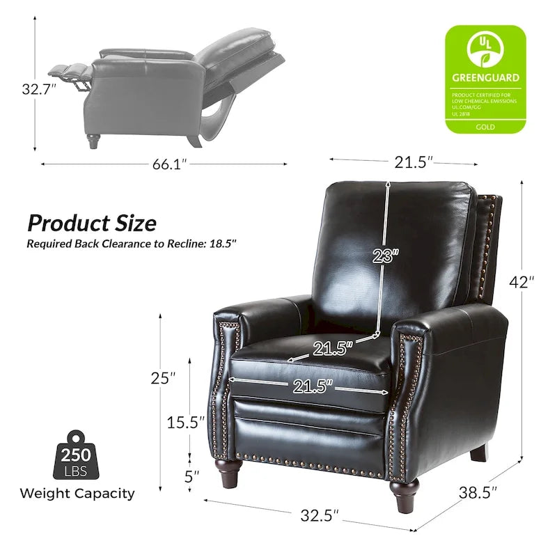Fauteuil inclinable en cuir véritable de style médiéval-moderne en forme de cigare