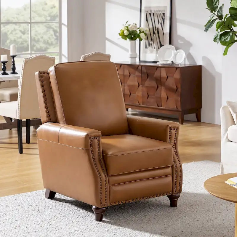 Fauteuil inclinable en cuir véritable de style médiéval-moderne en forme de cigare