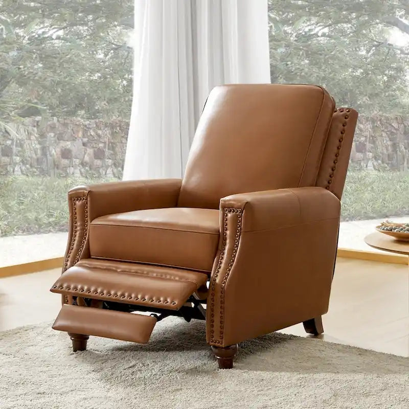 Fauteuil inclinable en cuir véritable de style médiéval-moderne en forme de cigare