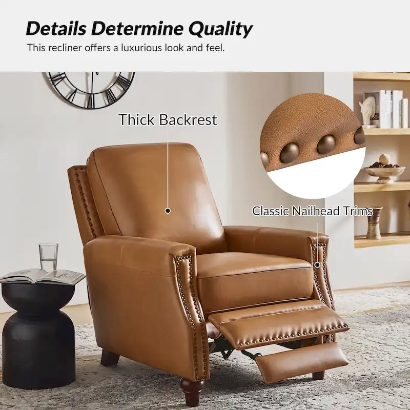 Fauteuil inclinable en cuir véritable de style médiéval-moderne en forme de cigare