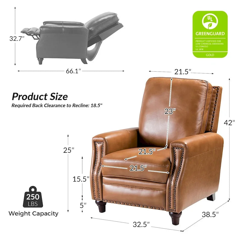 Fauteuil inclinable en cuir véritable de style médiéval-moderne en forme de cigare