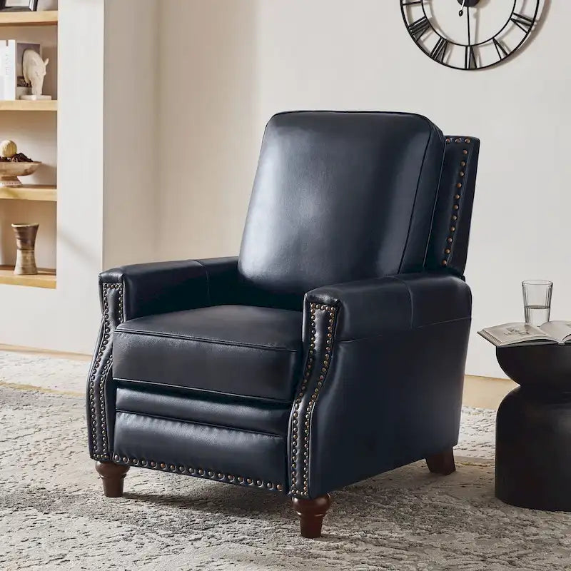 Fauteuil inclinable en cuir véritable de style médiéval-moderne en forme de cigare