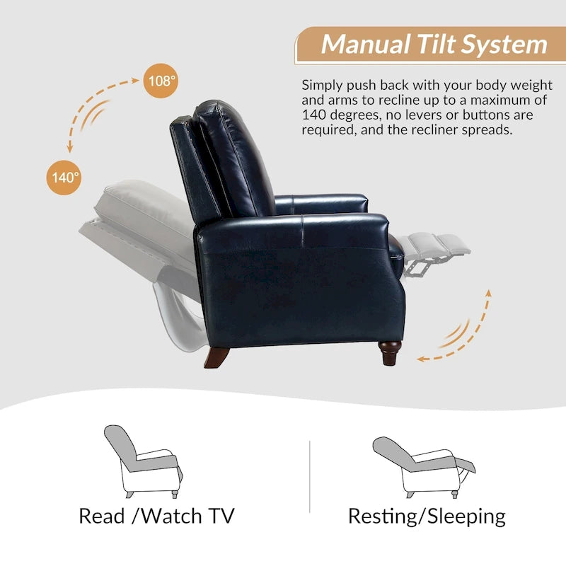 Fauteuil inclinable en cuir véritable de style médiéval-moderne en forme de cigare