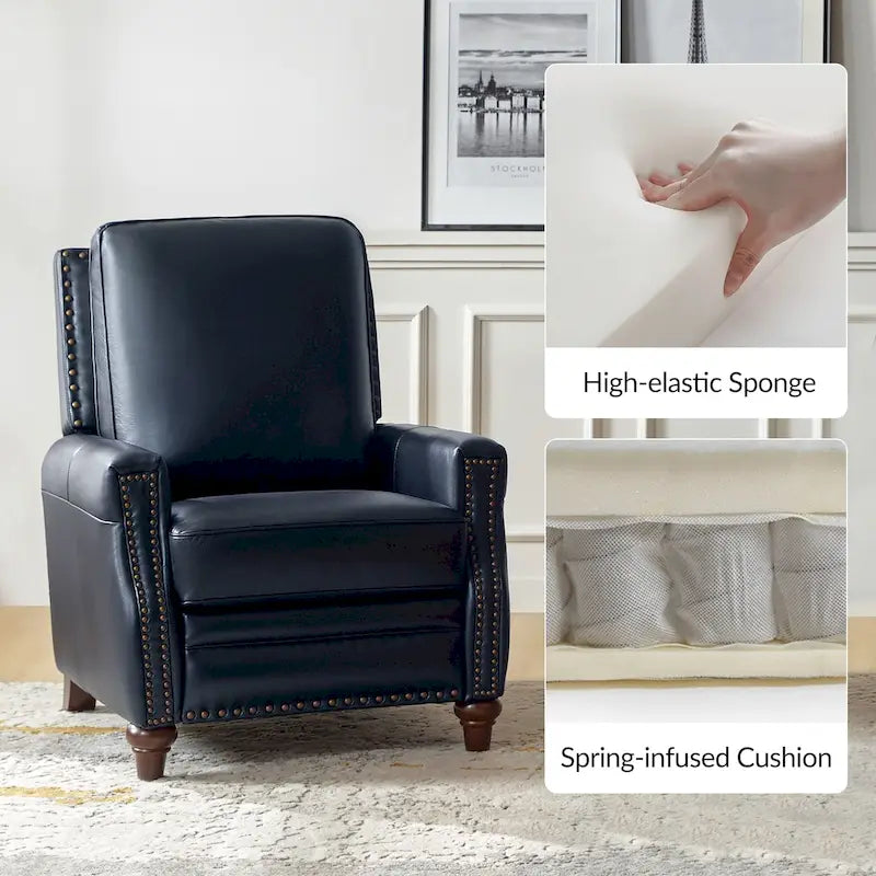 Fauteuil inclinable en cuir véritable de style médiéval-moderne en forme de cigare