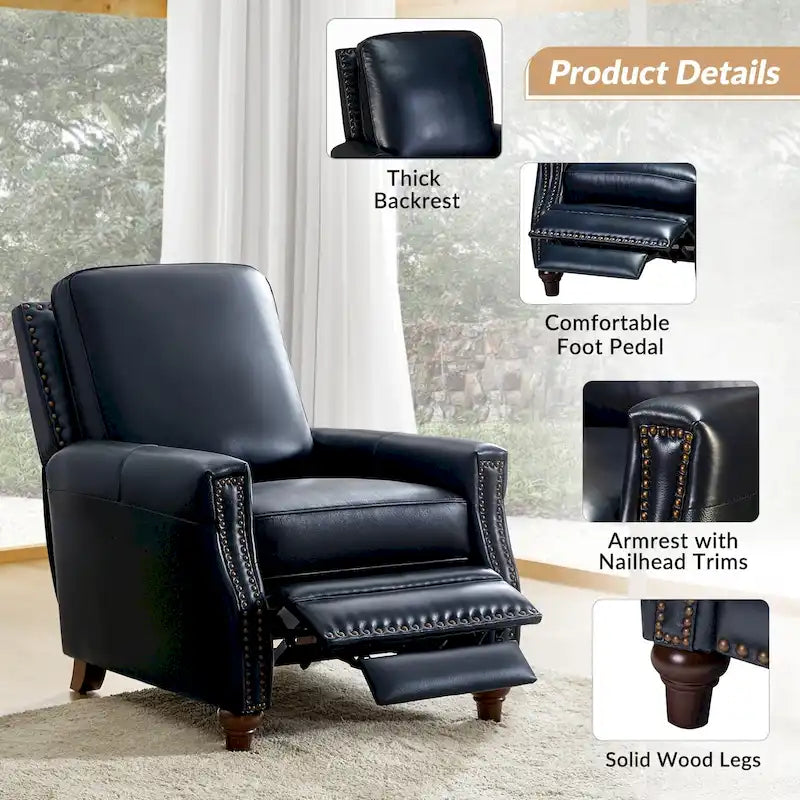 Fauteuil inclinable en cuir véritable de style médiéval-moderne en forme de cigare