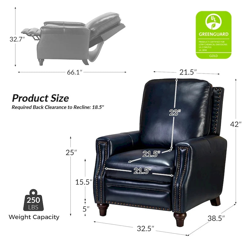 Fauteuil inclinable en cuir véritable de style médiéval-moderne en forme de cigare